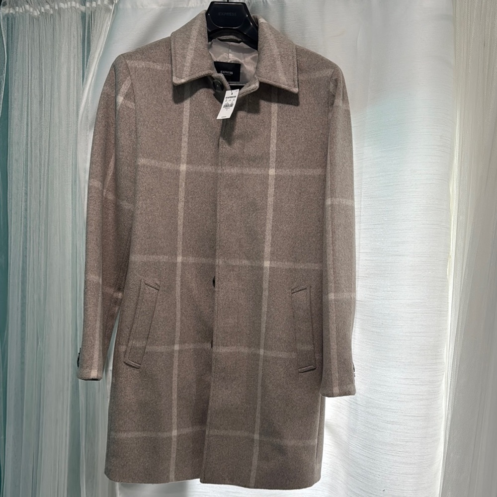 Express Gray Trench Coat Classic Design